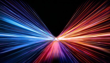 Colorful Light Trails With Motion Effect Illustration Of High Speed Light Effect On Black Background Generative Ai