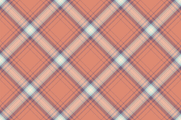 Feminine plaid tartan seamless, straight fabric pattern background. Horizontal textile check texture vector in red and pastel colors.