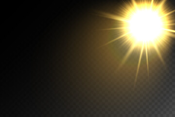 Realistic Sun Light Rays Effect on Transparent Background
