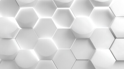 Naklejka premium Bright photo White Glossy Hexagonal Surface with Glowing Edges geometric pattern