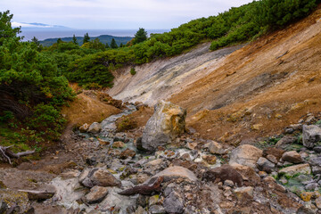 Exploring the rugged terrain of Russia's volcanic landscape near the coast