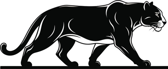 Obraz premium Panther walking side view silhouette illustration