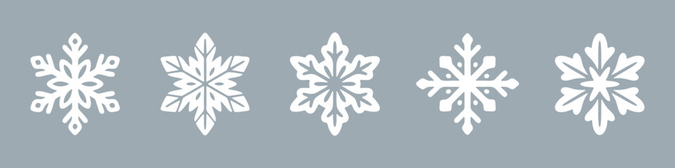 Snowflake set on isolated background.