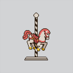 Pixel art illustration Carousel Horse. Pixelated Carnival Horse. Carnival Carousel Horse Lion Icon pixelated for the pixel art game and icon for website and video game. old school retro.