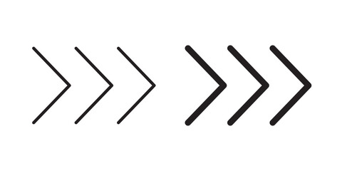 Chevron Right Icon . Pointer, next to, road caution, military, navigation sign. Vector illustration with stroke and fill on a white&nbsp;background.