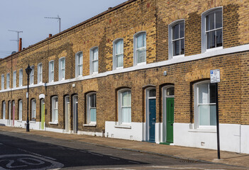 Beautifully renovated Victorian working class houses of Bethnal Green, East End, London.