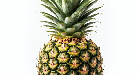 Tropical Fresh Pineapple Fruit Isolated on White Background, Healthy Food and Delicious Tropical Fruit