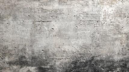 Fototapeta premium A worn concrete wall displays various textures and shades. This surface has markings and stains that show its age. Light from the day adds depth to the gray tones.