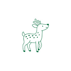 Minimalist Green Deer Illustration