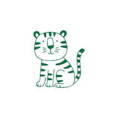 Cute Cartoon Green Tiger Illustration
