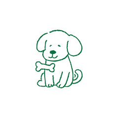 Hand Drawn Cartoon Dog with Bone