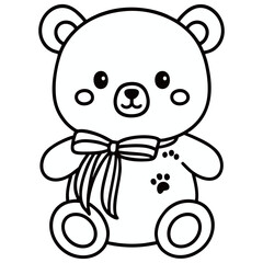 Obraz premium teddy bear illustrations in black and white styles, ranging from simple silhouette to detailed sketch and cute kawaii outline, symbolizing childhood, comfort, and toys.
