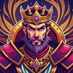 Majestic King Character with Golden Crown and Royal Robes