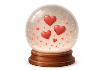 Snow globe with red hearts for valentine's day love