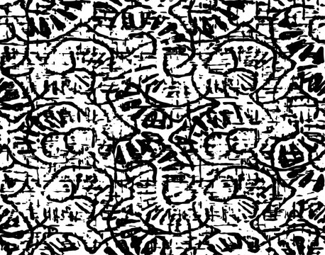 Full Seamless Abstract Texture Pattern. Monochrome Vector. Black and White Dress Fabric Print. illustration Design for Textile and Home Decoration.