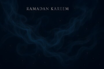 Elegant dark blue background with subtle illuminated islamic geometric patterns and the text ramadan kareem in arabic script for festive greetings