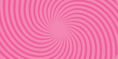 Abstract Vector Candy Spiral Pattern on Pink Background. Square Poster with Fun Pink Hypnotic Swirls, Retro Inspired Grunge Sun Rays