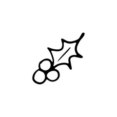 Christmas Holly Berry Sprig Doodle