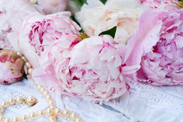 Fresh peonies flowers