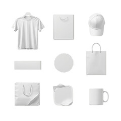 White product mockups on black background isolated on a transparent background