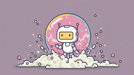 Explosion de la bulle boursi&egrave;re de l&rsquo;IA &ndash; illustration ludique avec robot