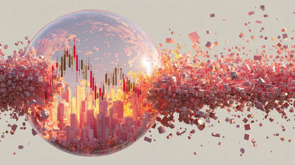 Explosion de la bulle de l&rsquo;IA &ndash; illustration conceptuelle du march&eacute; technologique