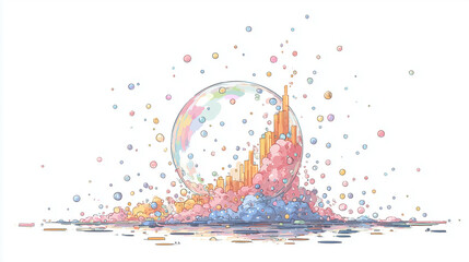 Explosion de la bulle de l&rsquo;IA &ndash; illustration conceptuelle du march&eacute; technologique