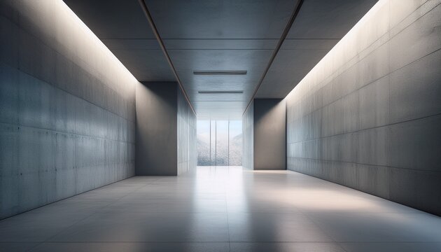 modern concrete hallway