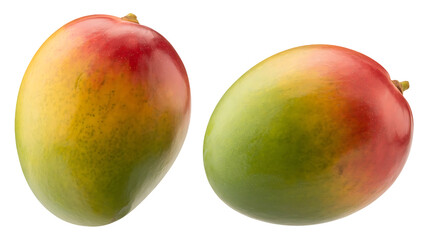 Two ripe mango fruits isolated on transparent background