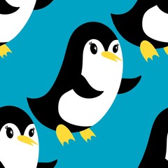 Christmas animals seamless penguin pattern for wrapping paper and fabrics and kids print