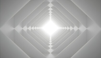 Fototapeta premium Abstract white tunnel perspective with diamond shapes a futuristic architectural background for technology and innovation concepts endless corridor leading to bright light