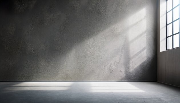 room with concret grey wall with light from window in room space for design modern design background