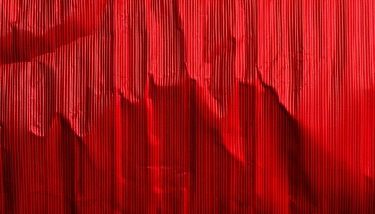 The Texture Of Red Paper With Crumpled Vertical Lines