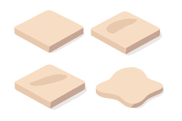 Minimal Dune Impressions. Isometric vector illustration set Minimal dune impressions: fine sand surface, soft indentation outlines