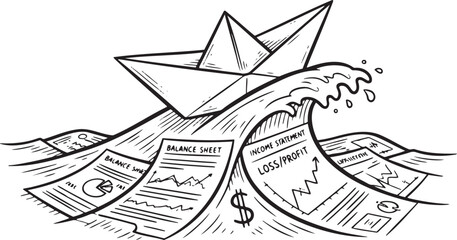 Navigating Economic Crisis: Paper Boat on Finance Document Waves