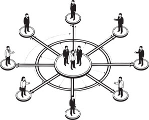 Centralized Business Network: Isometric HR Hub and Spoke Model