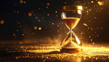 Time-transition hourglass background for New Year themes