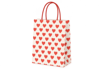 Heart pattern gift bag with red handles