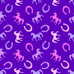 Christmas animals seamless horse pattern for wrapping paper and fabrics and party and kids print