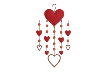 Red hearts hanging mobile decoration for valentine's day