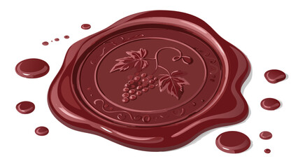 Vintage certified business guarantee wax seal with red ribbon and approved stamp illustration