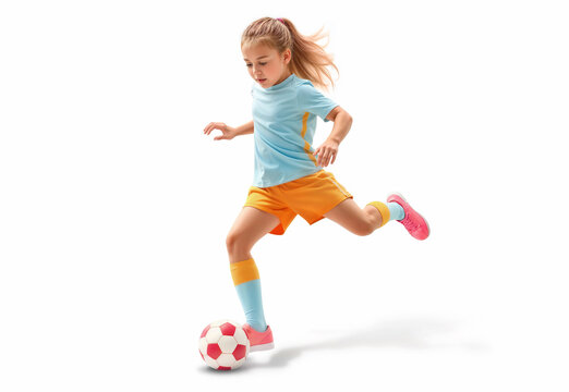 Kid soccer player in colored uniform mockup, isolated, ai generated - Powered by Adobe