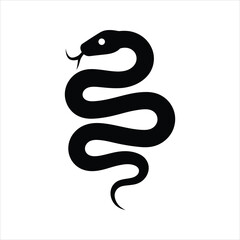 Snake Icon – Wavy Silhouette Serpent Vector Illustration
