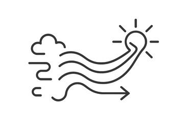 Flowing to Clarity. Line style icons of a downy current leading to clarity: flowing arcs transforming from blur to definition,
