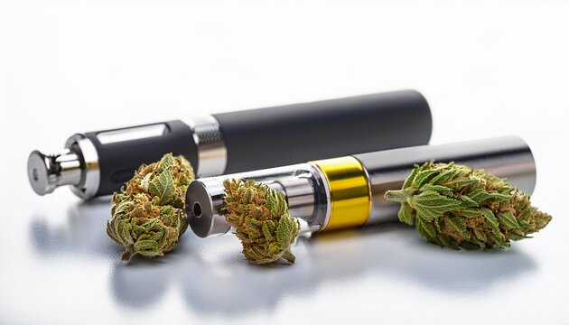 thc vape pen catridges on white background