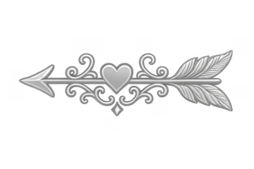 Silver ornate arrow with love heart decoration
