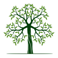 Green Tree of Life. Vector outline Illustration. Plant in Garden.