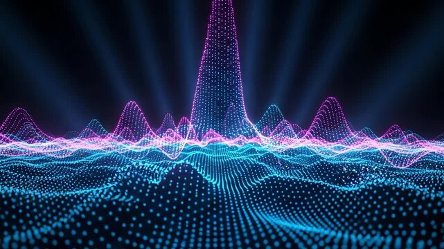 Dynamic data visualization with vibrant neon waves, perfect for innovative tech presentations and futuristic designs in your next project