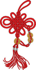 Chinese Knot with Coins and Tassels