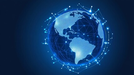 Fototapeta premium Futuristic Planet Earth with Global Network and Digital Communication Technologies for Globalization